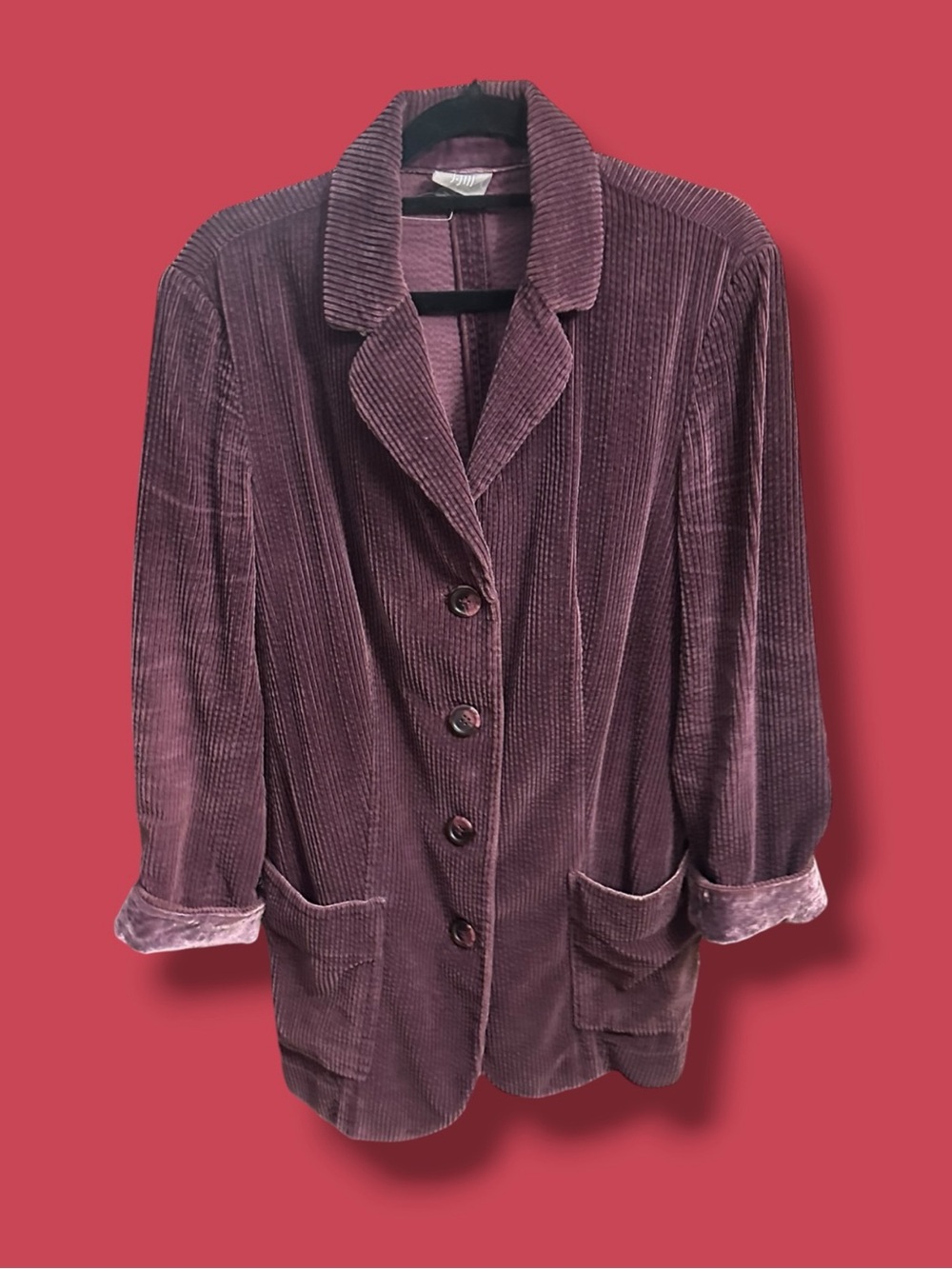 J. Jill Corduroy Button-Front Jacket in Plum